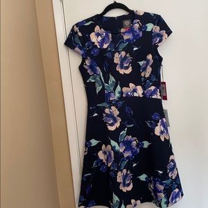 Vince Camuto Cap sleeve A Line Floral Dress